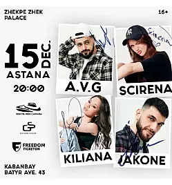 Jakone & A.V.G, Scirena и Kiliana в Астане