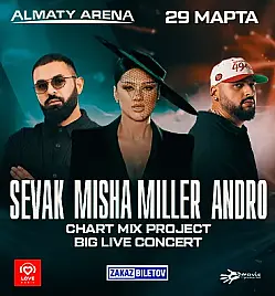 Концерт Misha Miller, Sevak, Andro в Алматы